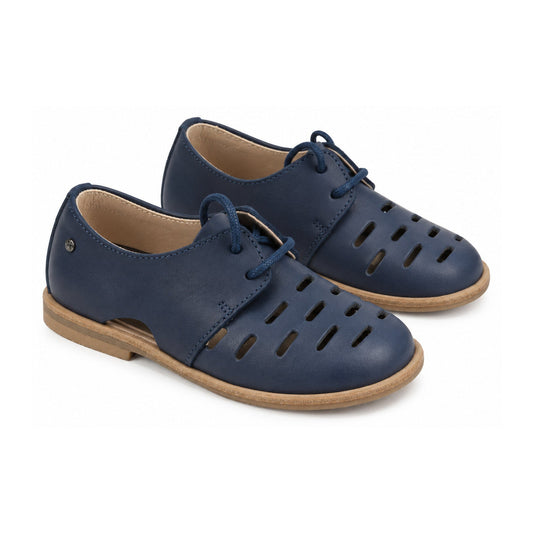 Navy Soft Leather Lace for Boy by Manuela de Juan