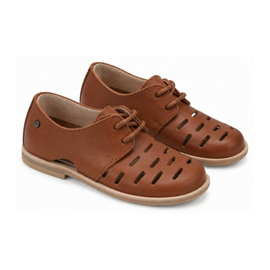 Tan Soft Leather Lace for Boy by Manuela de Juan
