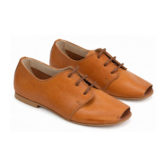 Tan Soft Leather Lace for Girl by Manuela de Juan