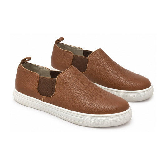 Tan Soft Leather Sneaker for Girl by Manuela de Juan