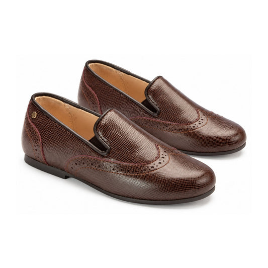 Brown Patent Leather Slip On for Boy by Manuela de Juan