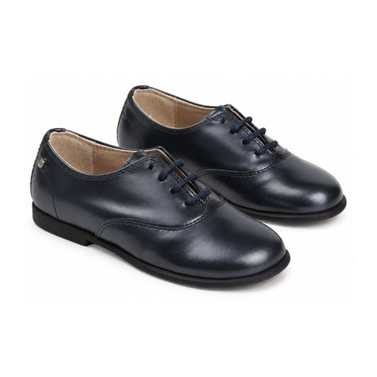 Navy Polished Leather Lace for Girl by Manuela de Juan
