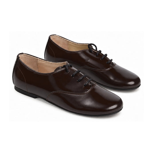 Brown Polished Leather Lace for Girl by Manuela de Juan
