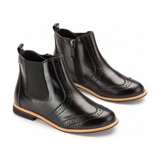 Black Soft Leather Bootie for Girl by Manuela de Juan