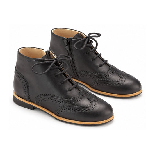 Black Soft Leather Bootie for Girl by Manuela de Juan