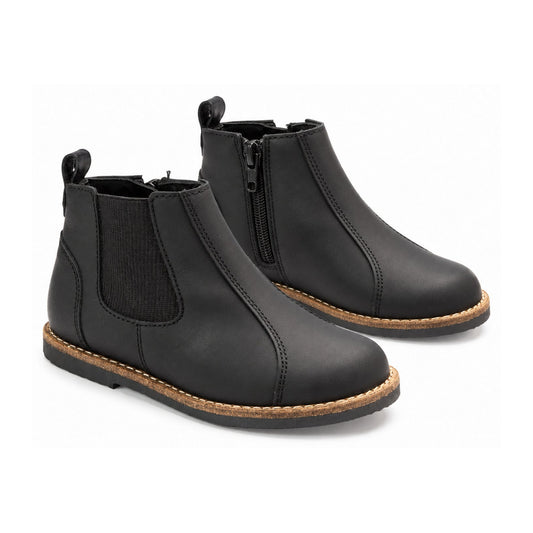 Black Sahara Leather Bootie for Boy/Girl by Manuela de Juan