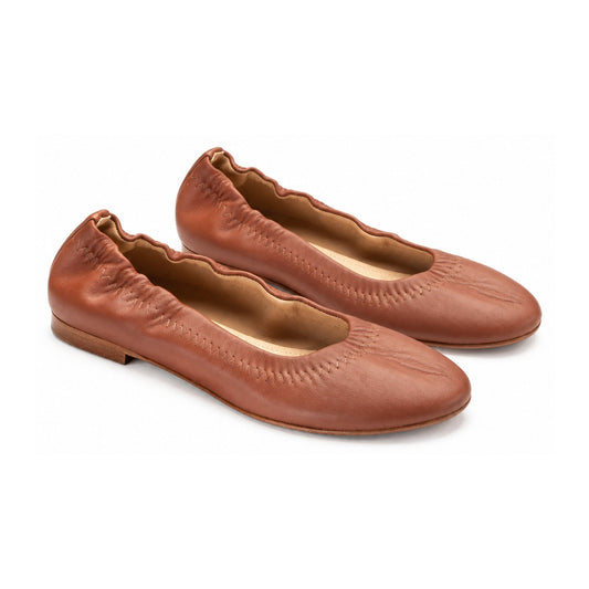 Tan Soft Leather Flats for Teen/Women by Manuela de Juan