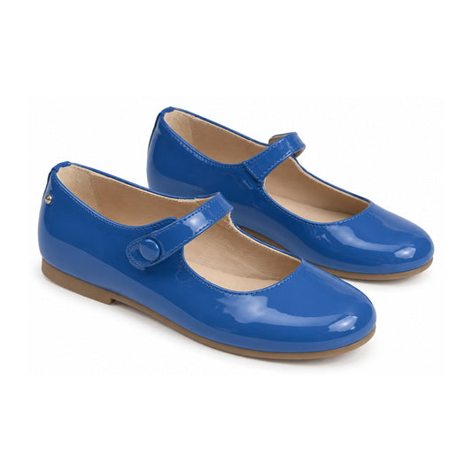 Blue Light Pat Girls Bar Button Shoe