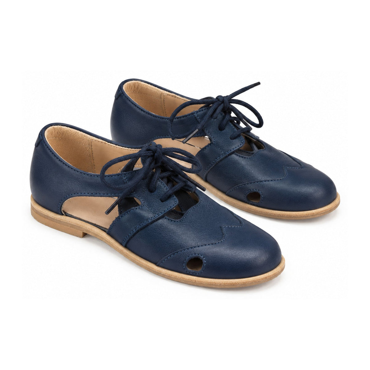 Navy Soft Leather Lace for Boy by Manuela de Juan