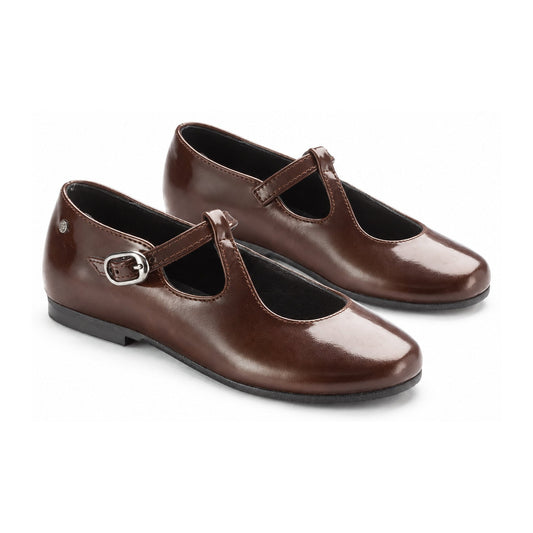 Brown Patent Leather Strap for Girl by Manuela de Juan