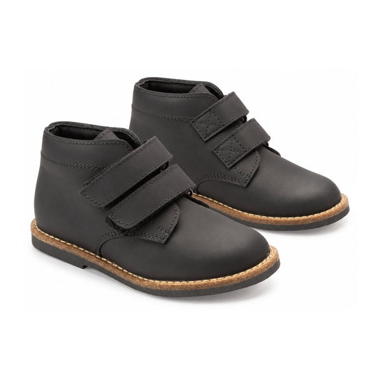 Black Sahara Leather Velcro for Boy by Manuela de Juan