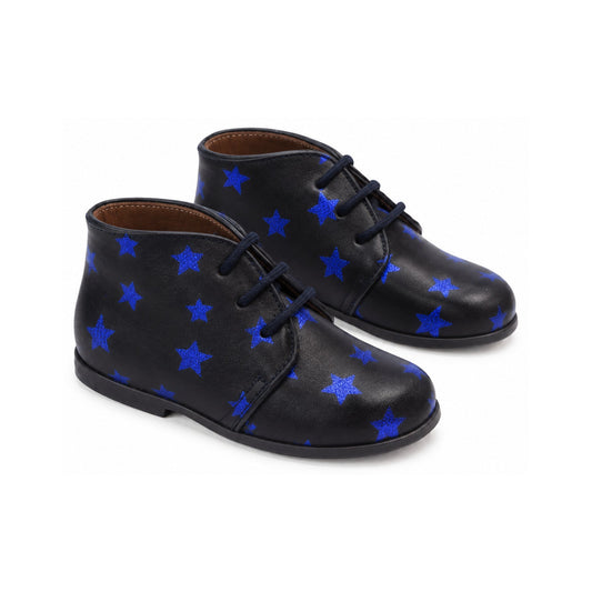 Blue with white stars Soft Leather Lace for Toddler by Pepe