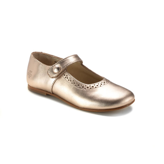 Perfo gold leather Mary Jane dress shoes for toddlers