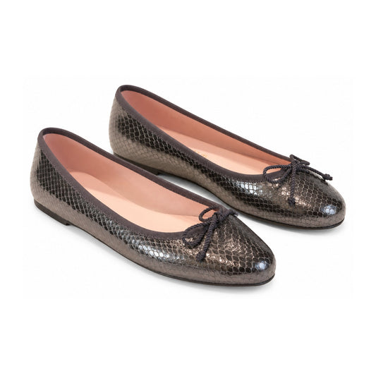Grey Croc Leather Flats for Teen/Women by Pretty Ballerinas