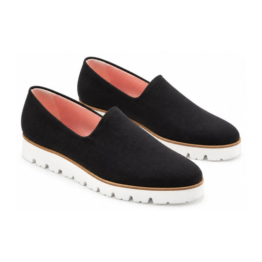 Black Net White Sole Slip On Dress Shoe
