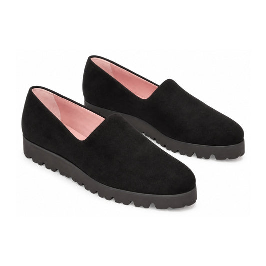 Elegant Black Velour Slip On Dress Shoe