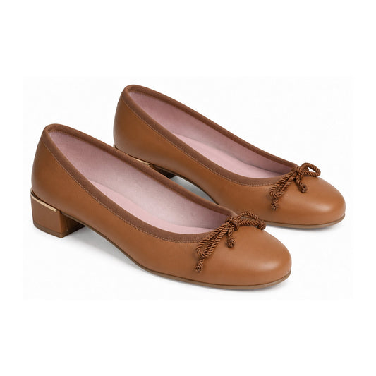 Tan Soft Leather Heel for Teen/Women by Pretty Ballerinas
