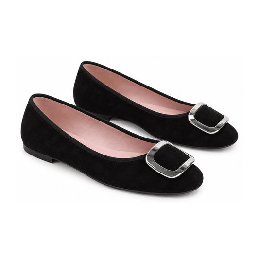 Black Suede Flats for Teen/Women by Pretty Ballerinas