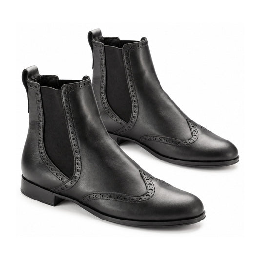 Black Leather Teens Low Boot