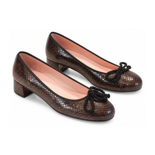 Brown Croc Leather Heel for Teen/Women by Pretty Ballerinas