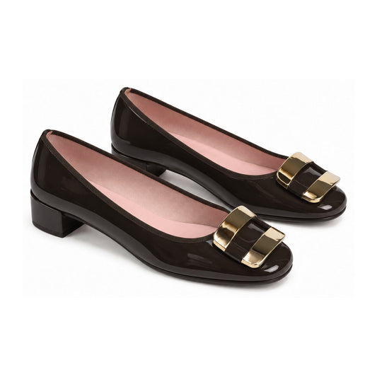 Brown Patent Leather Heel for Teen/Women by Pretty Ballerinas