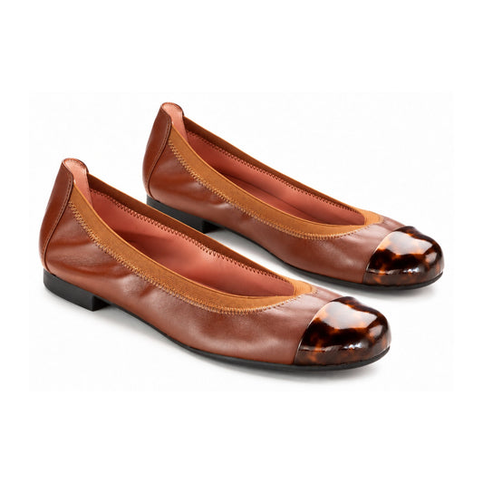 Brown Tortoise Tip Teens Slip On Stretch Shoe