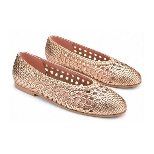 Gold Leather Summer Net Shoe