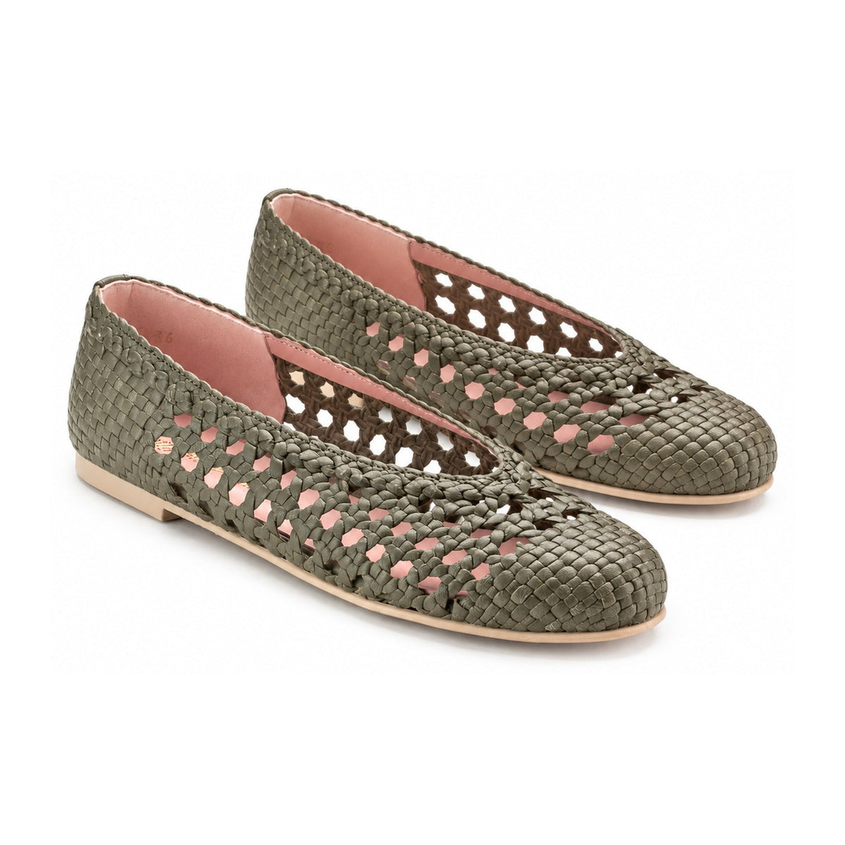 Green Olive Leather Summer Net Shoe