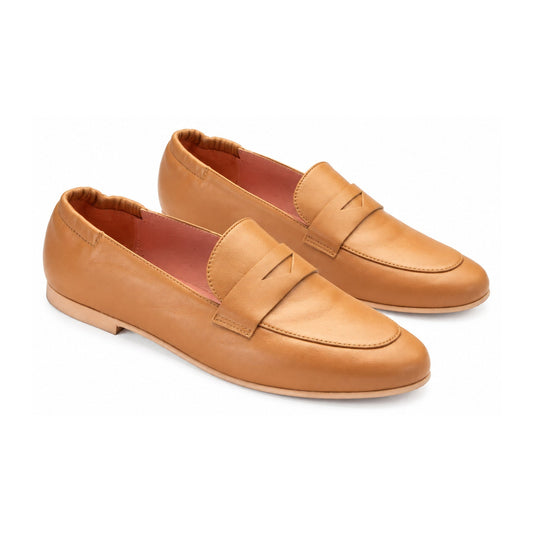 Tan Soft Leather Flat Loafer for Teen/Women by Pretty Ballerinas