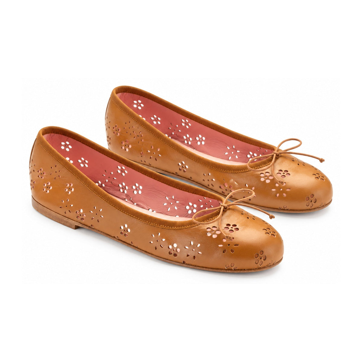 Tan Soft Leather Flats for Teens & Women by Pretty Ballerinas