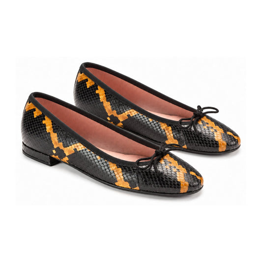 Black Croc Leather Flats for Teen/Women by Pretty Ballerinas