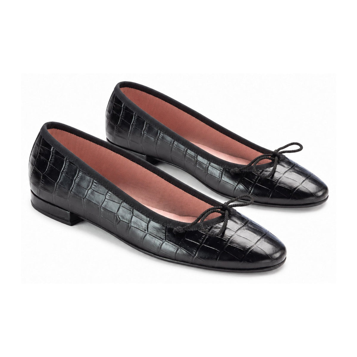 Black Croc Leather Flats for Teen/Women by Pretty Ballerinas