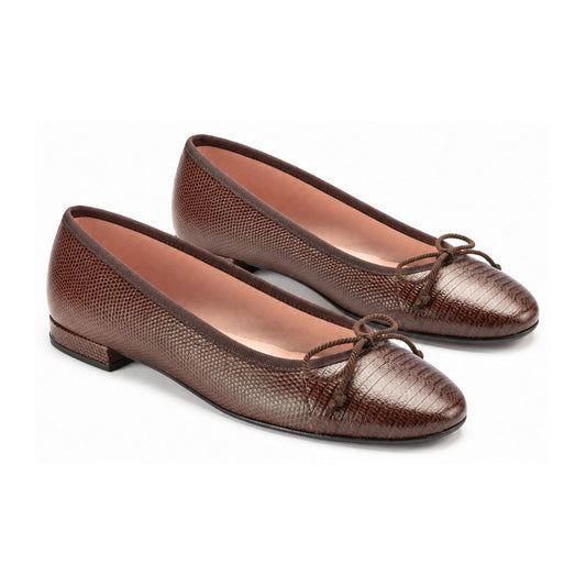 Brown Croc Leather Flats for Teen/Women by Pretty Ballerinas