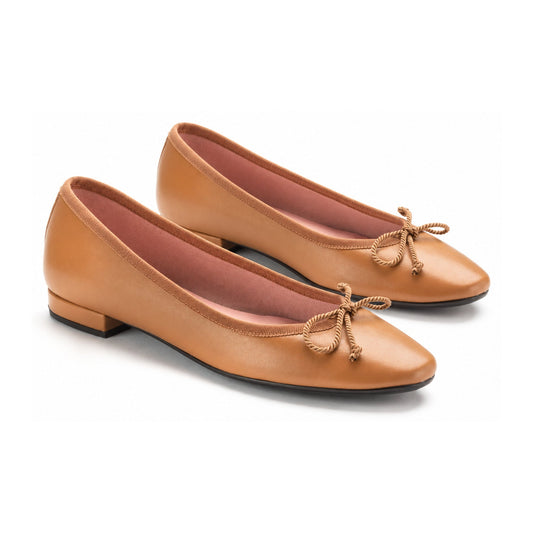 Tan Soft Leather Flats for Teen/Women by Pretty Ballerinas