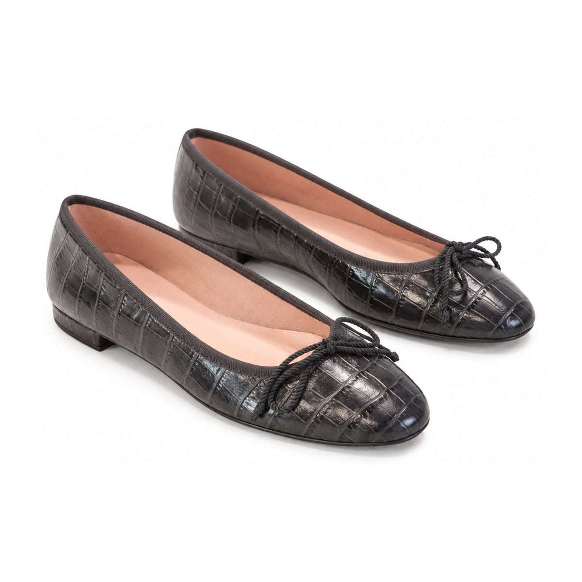 Gray Croc Leather Flats for Teen/Women by Pretty Ballerinas