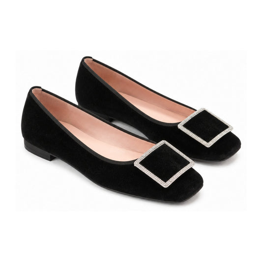 Black Velvet Flats for Teen/Women by Pretty Ballerinas