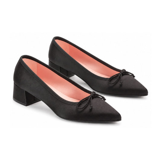 Elegant Black Satin Teen Heel