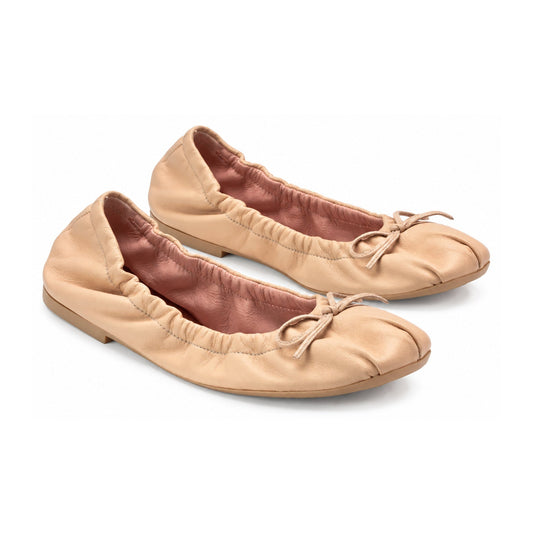 Beige Soft Leather Flats for Teen/Women by Pretty Ballerinas