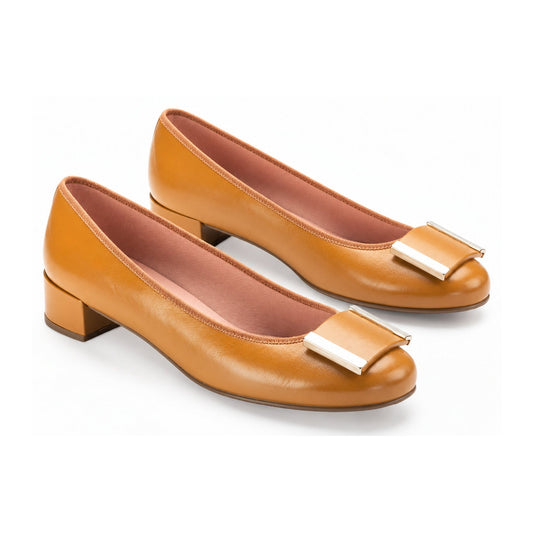 Tan Soft Leather Heel for Teen/Women by Pretty Ballerinas