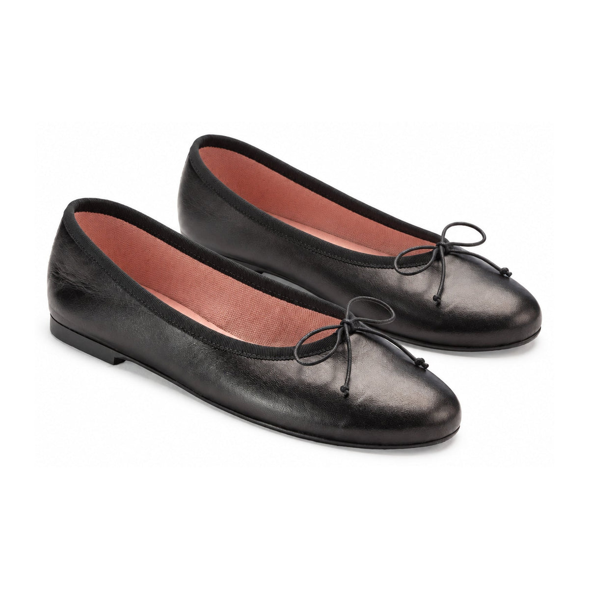 Black Leather Teens Bow Shoe