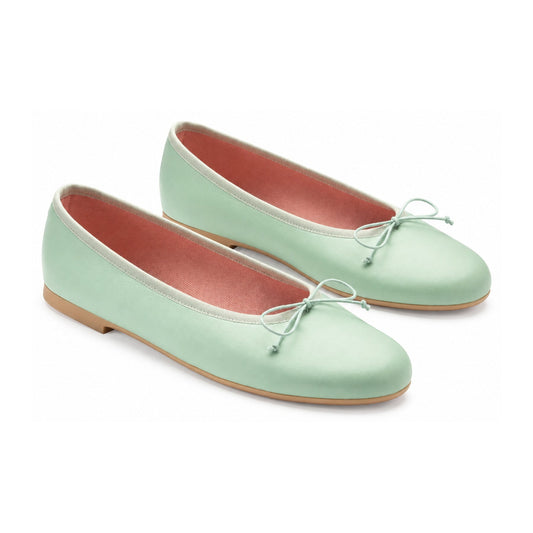 Green Summer Leather Teens Bow Shoe