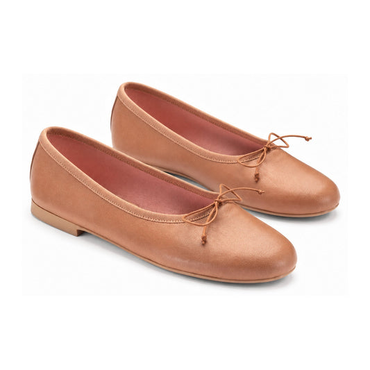Soft Pink Leather Teens Bow Shoe