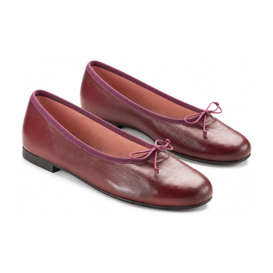 Prune Leather Teens Bow Shoe