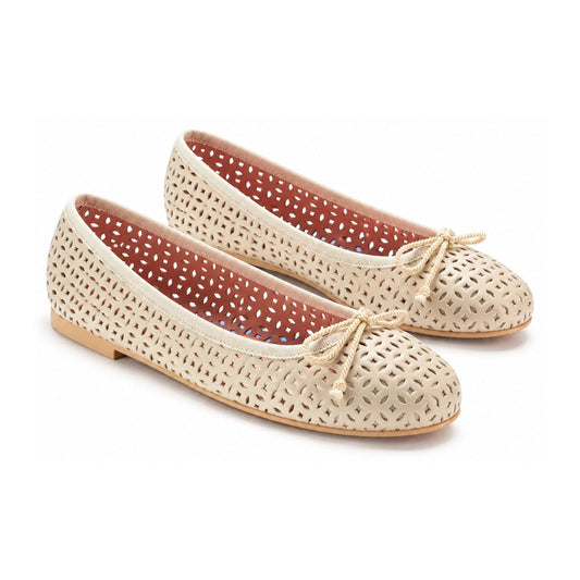 Beige Soft Leather Flats for Teen/Women by Pretty Ballerinas