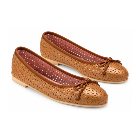 Tan Soft Leather Flats for Teen/Women by Pretty Ballerinas