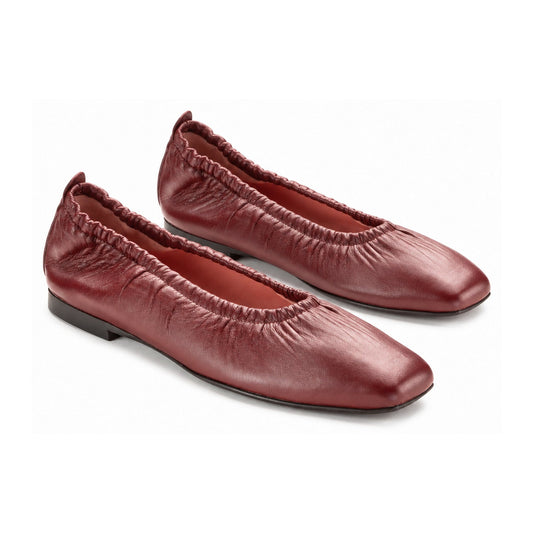 Prune Leather Teens Elastic Shoe