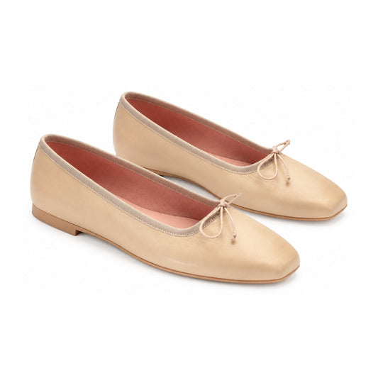 Beige Soft Leather Flats for Teen/Women by Pretty Ballerinas