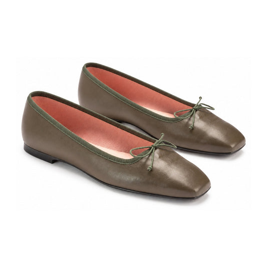 Green Soft Leather Flats for Teen/Women by Pretty Ballerinas