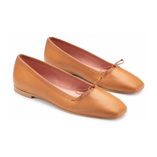 Tan Soft Leather Flats for Teen/Women by Pretty Ballerinas
