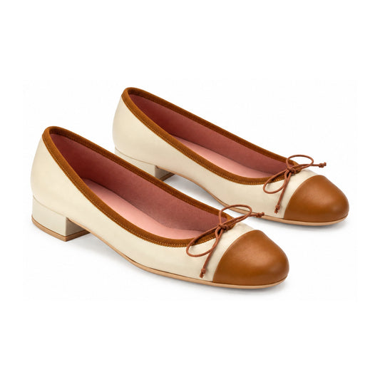 Beige Soft Leather Heel for Teen/Women by Pretty Ballerinas